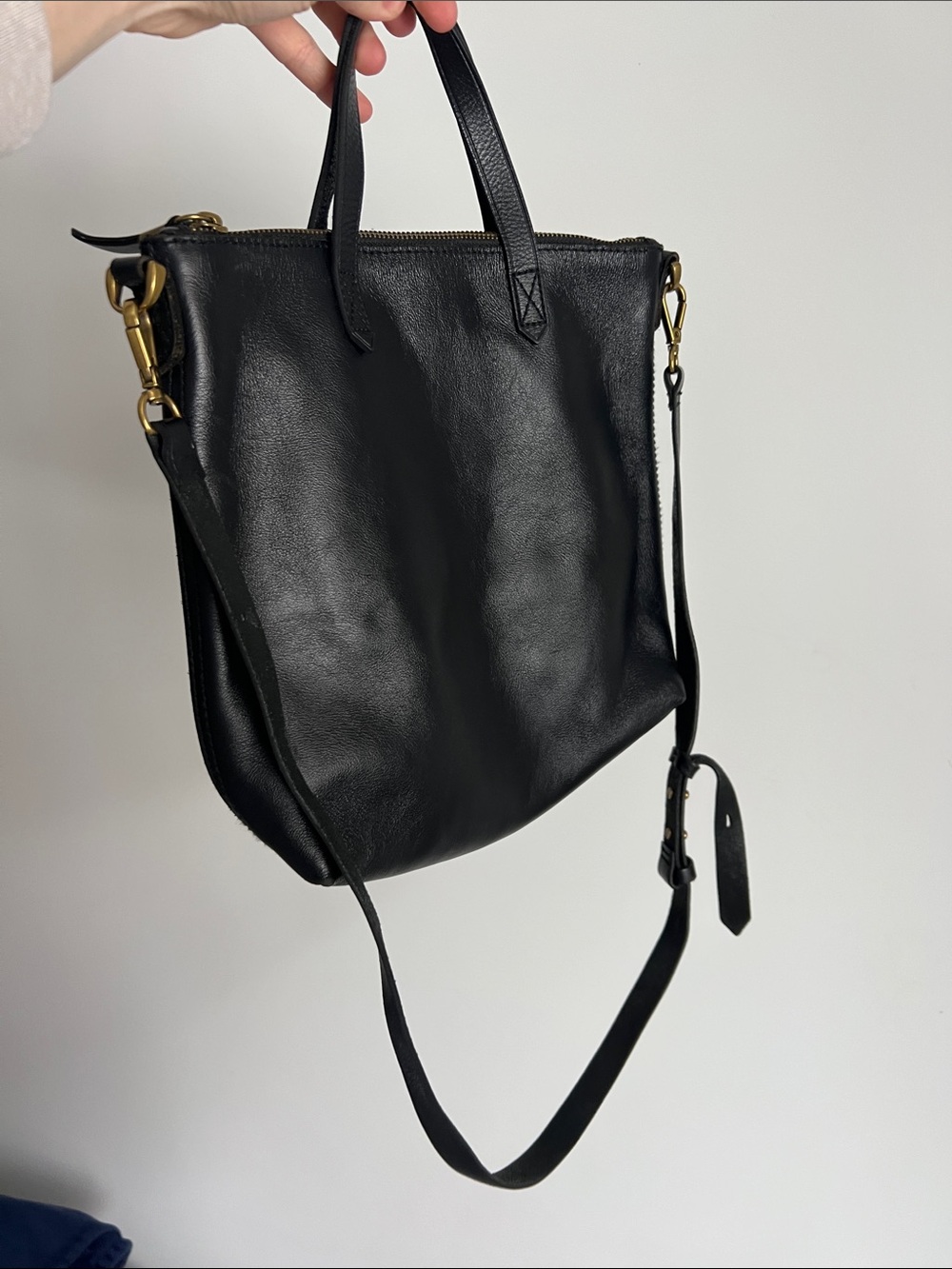 MADEWELL small mini transport black crossbody bag purse tote zip top w/ handles - Picture 4 of 11